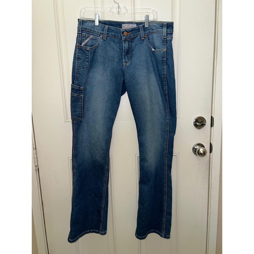 Ariat Rebar Womens Mid Rise Bootcut Jeans Medium Wash Utility Pocket 31R
